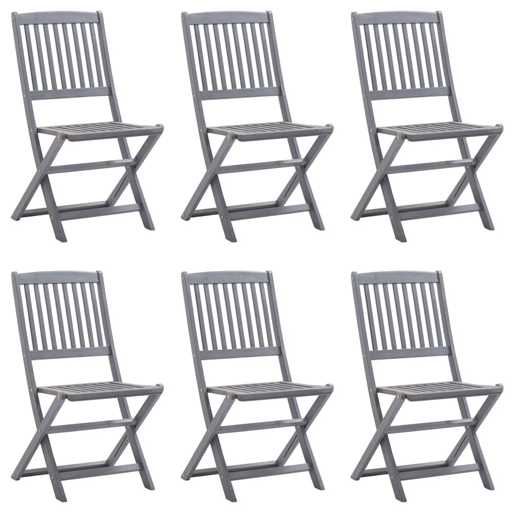 6-Piece Folding Outdoor Chairs Set - Solid Acacia Wood