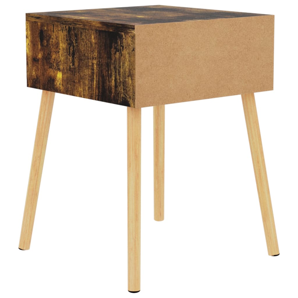 2 Pcs Smoked Oak Bedside Cabinets 40x40x56 cm - Engineered Wood
