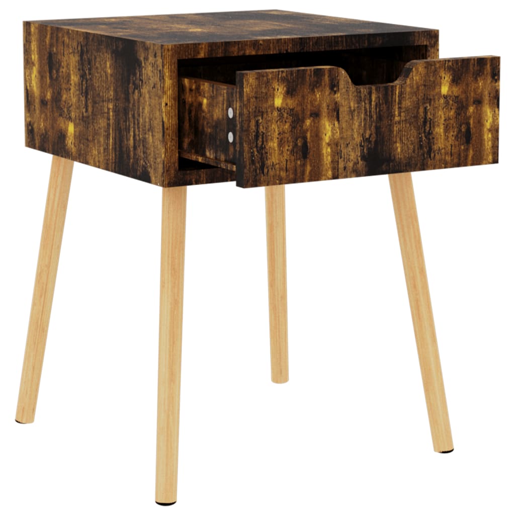 2 Pcs Smoked Oak Bedside Cabinets 40x40x56 cm - Engineered Wood