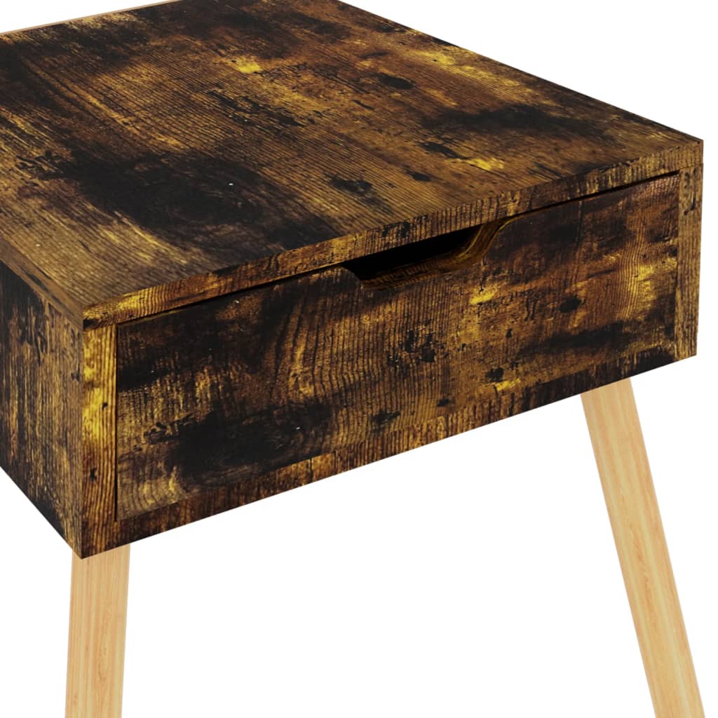 2 Pcs Smoked Oak Bedside Cabinets 40x40x56 cm - Engineered Wood