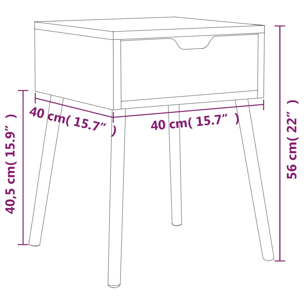 2 Pcs Smoked Oak Bedside Cabinets 40x40x56 cm - Engineered Wood