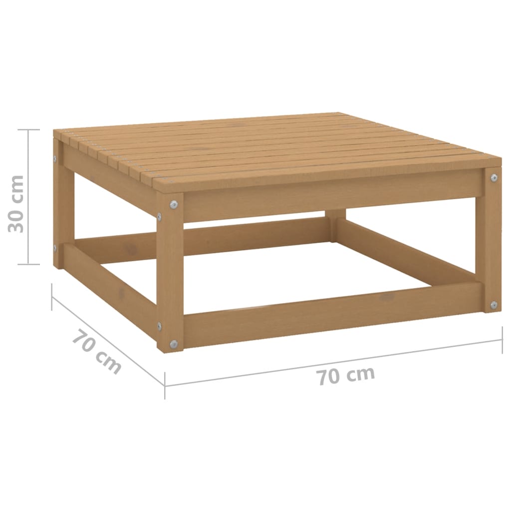 Honey Brown Pine Garden Footstool - 70x70x30 cm Solid Wood