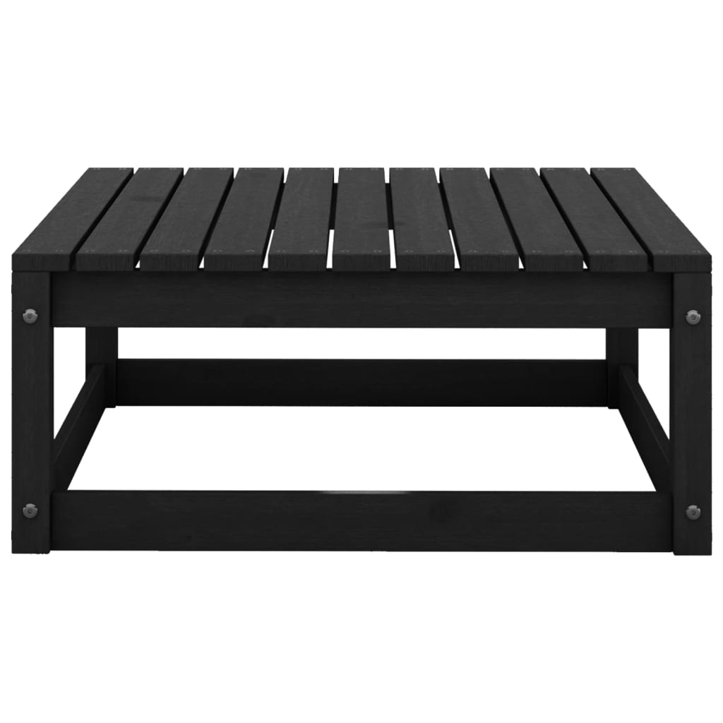 Black Pine Wood Garden Footstool 70x70x30 cm - Elegant Outdoor Rest