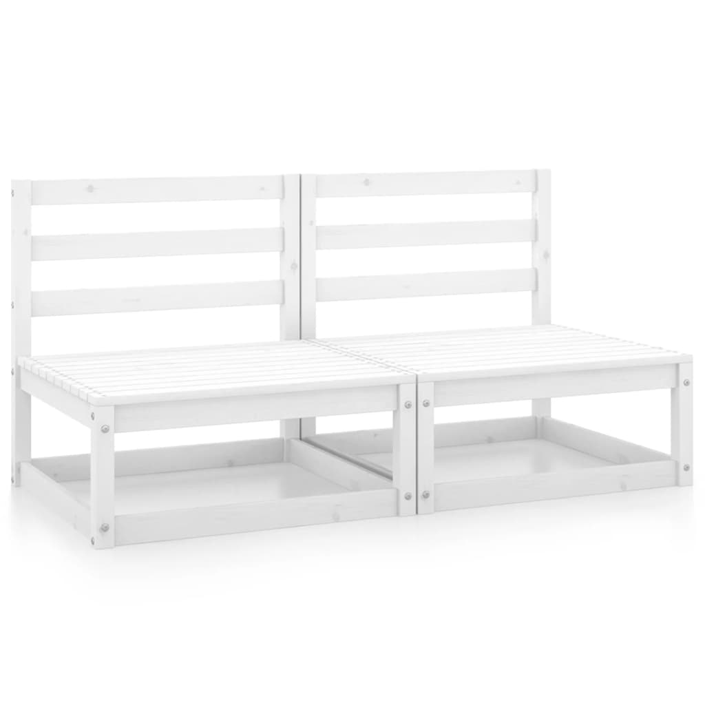 White Solid Wood Pine Garden Middle Sofas - 2-Piece Set