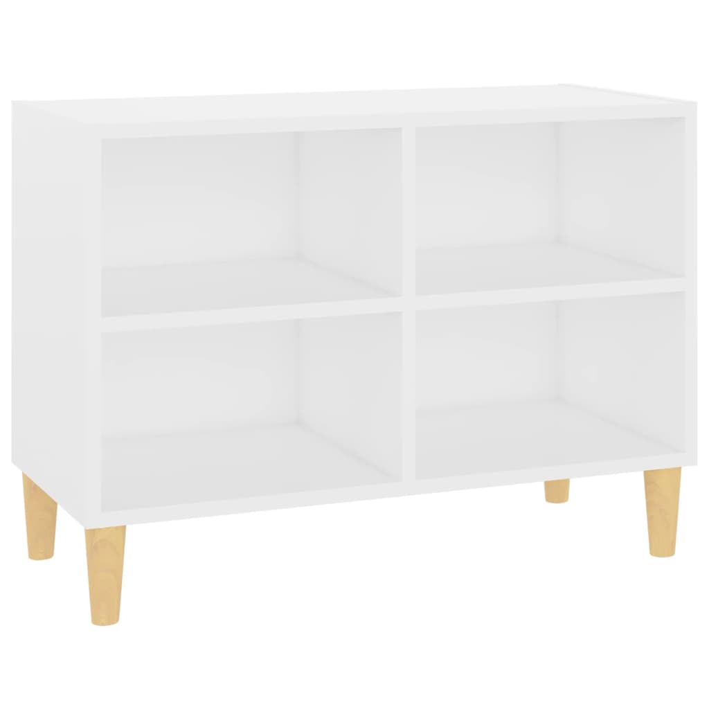 TV Cabinet with Solid Wood Legs White 69.5x30x50 cm
