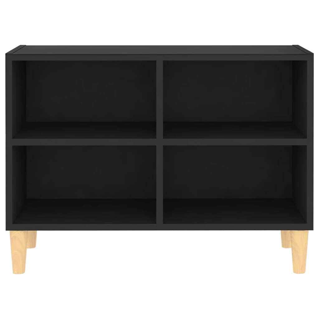 TV Cabinet with Solid Wood Legs Black 69.5x30x50 cm