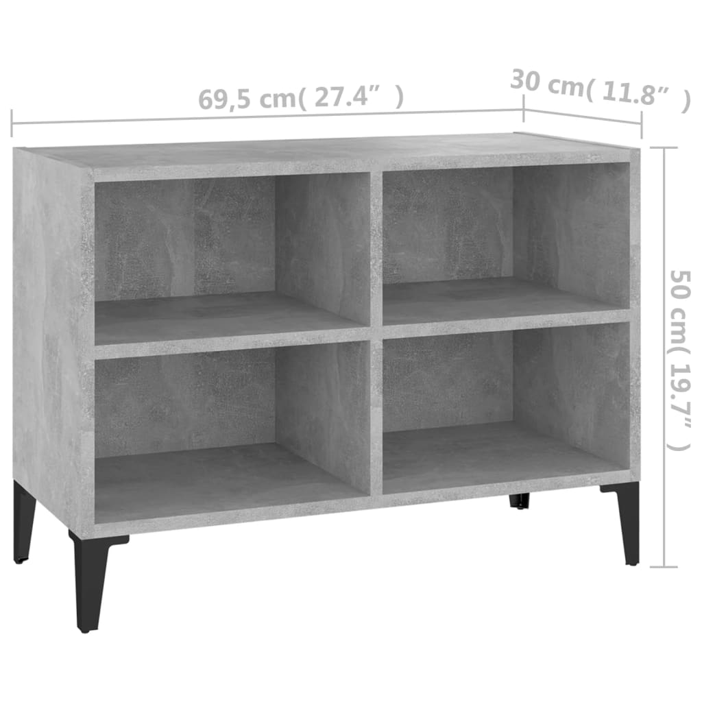TV Cabinet with Metal Legs Concrete Grey 69.5x30x50 cm