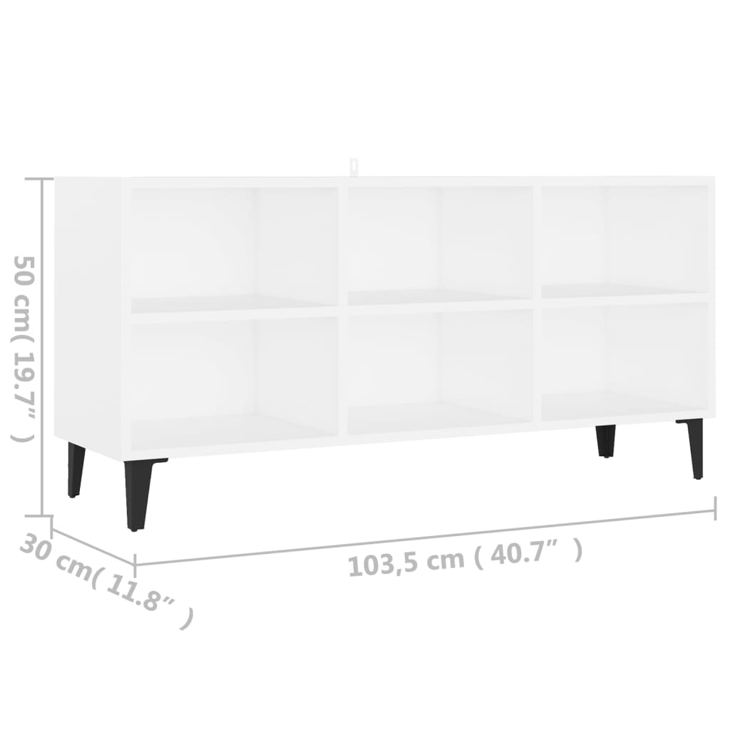 TV Cabinet with Metal Legs White 103.5x30x50 cm