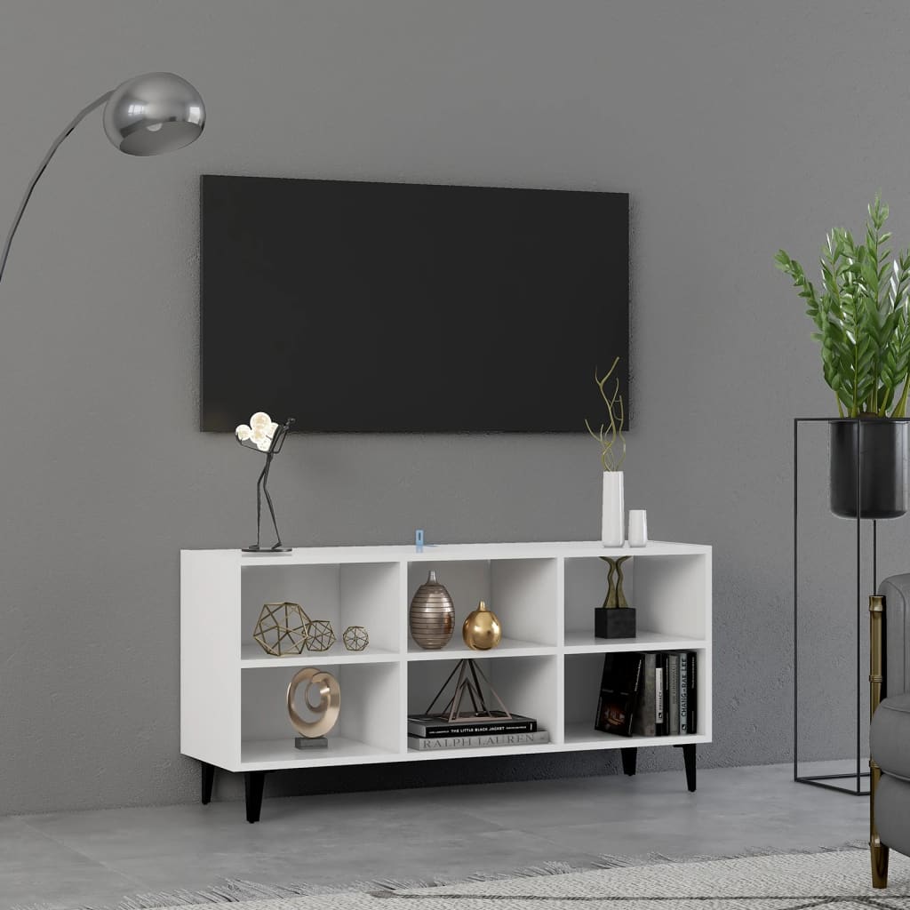 TV Cabinet with Metal Legs White 103.5x30x50 cm