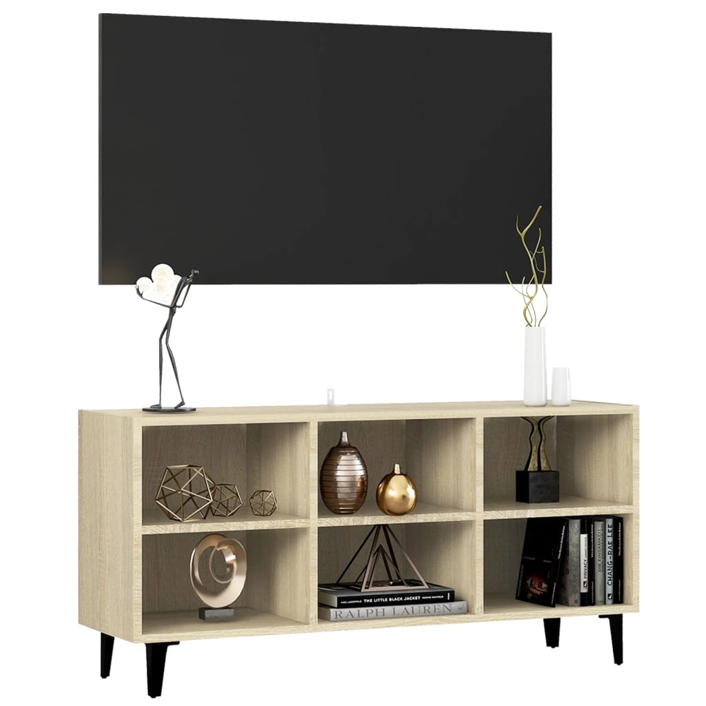 TV Cabinet with Metal Legs Sonoma Oak 103.5x30x50 cm