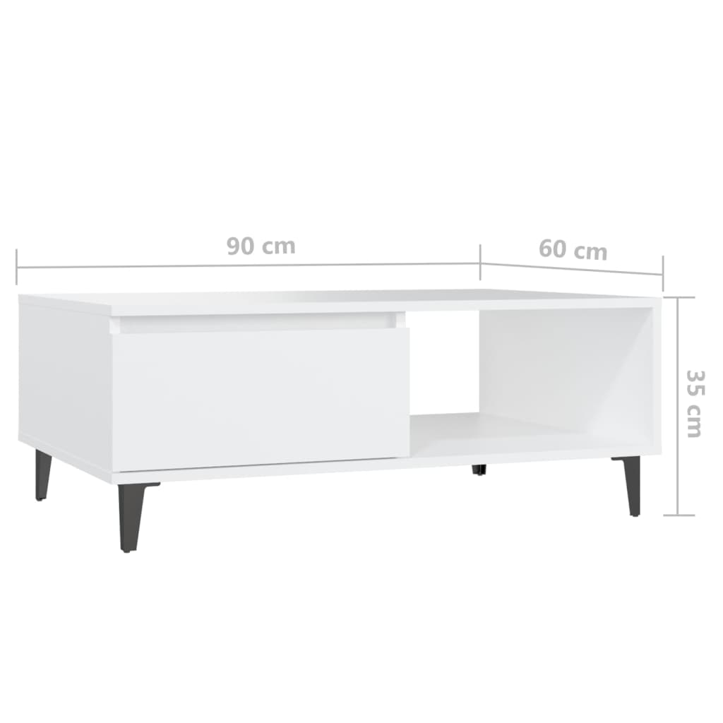Coffee Table White 90x60x35 cm Engineered Wood
