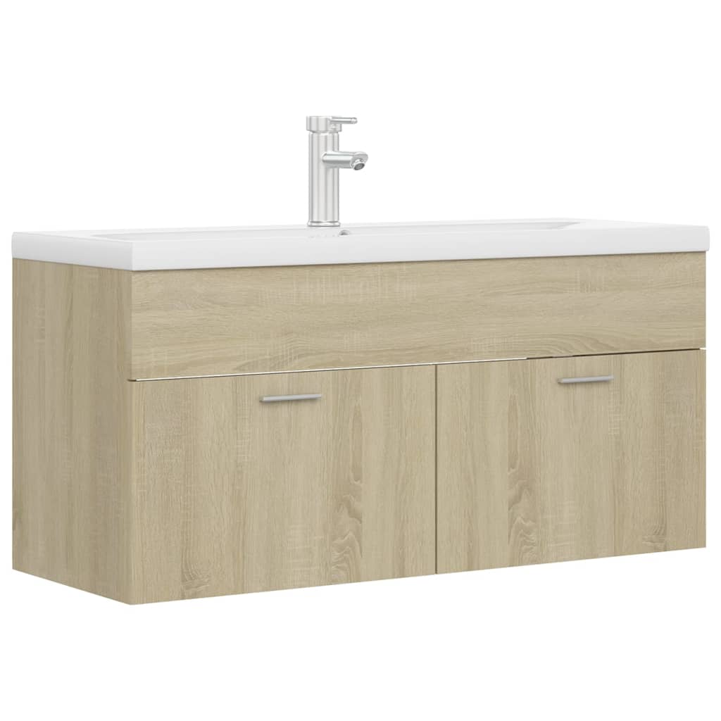 Sink Cabinet with Built-in Basin Sonoma Oak Engineered Wood
