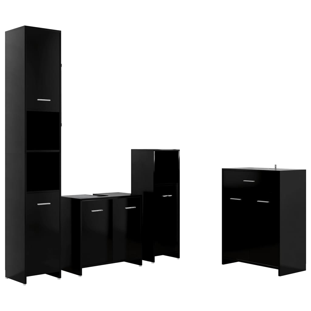 4 Piece Bathroom Furniture Set Black