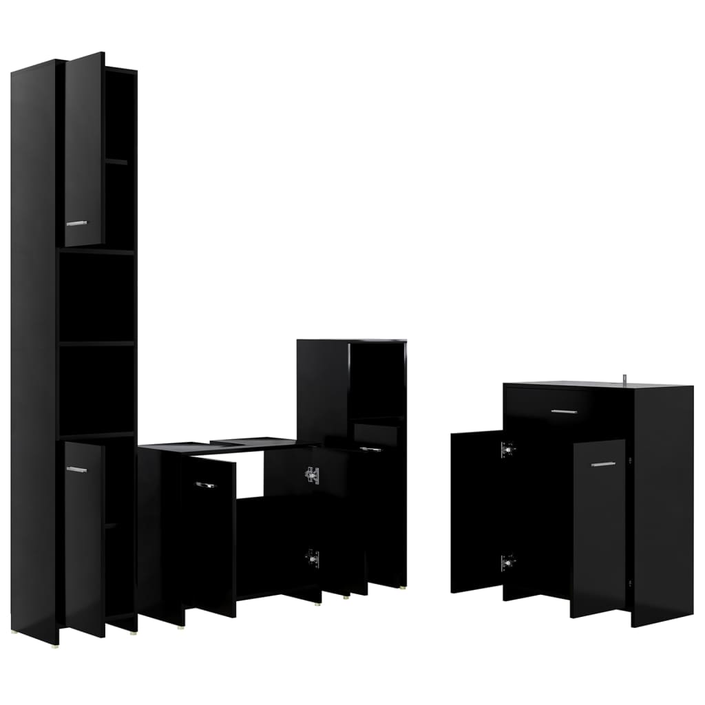 4 Piece Bathroom Furniture Set Black