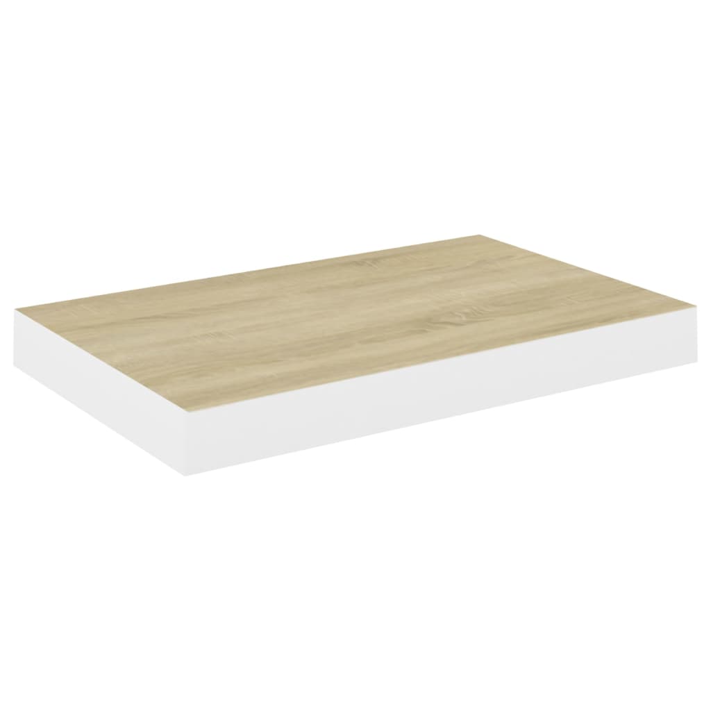 Oak & White Floating Wall Shelves Set - 40x23x3.8 cm MDF
