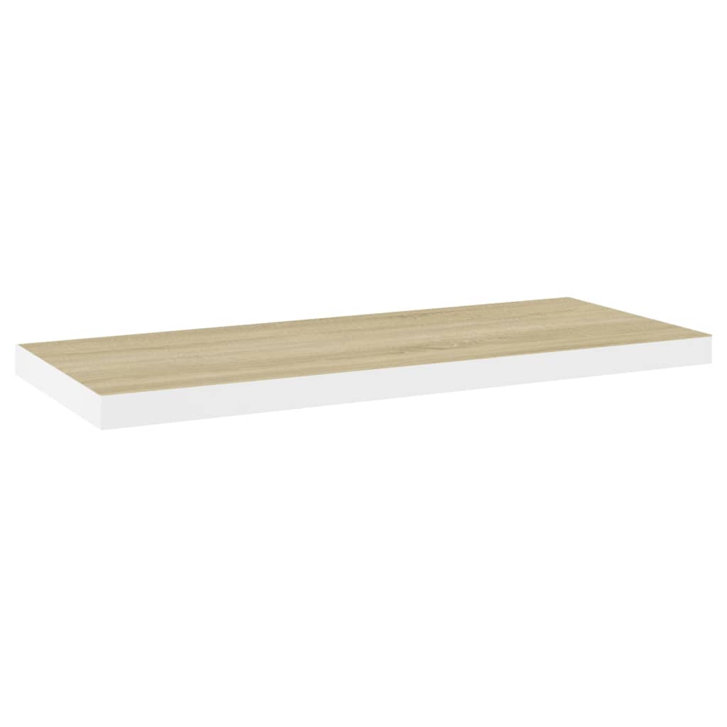 Oak & White MDF Floating Wall Shelf 80x23.5x3.8 cm