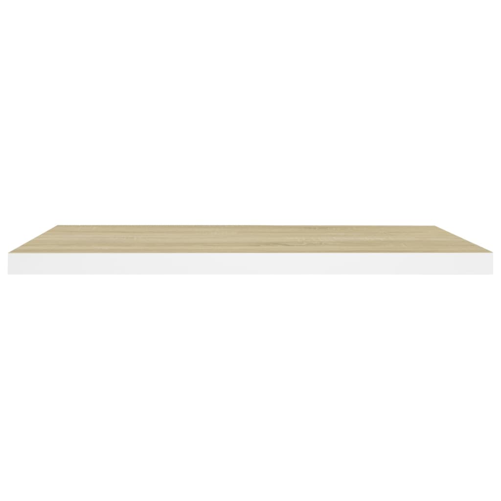 Oak & White MDF Floating Wall Shelf 80x23.5x3.8 cm