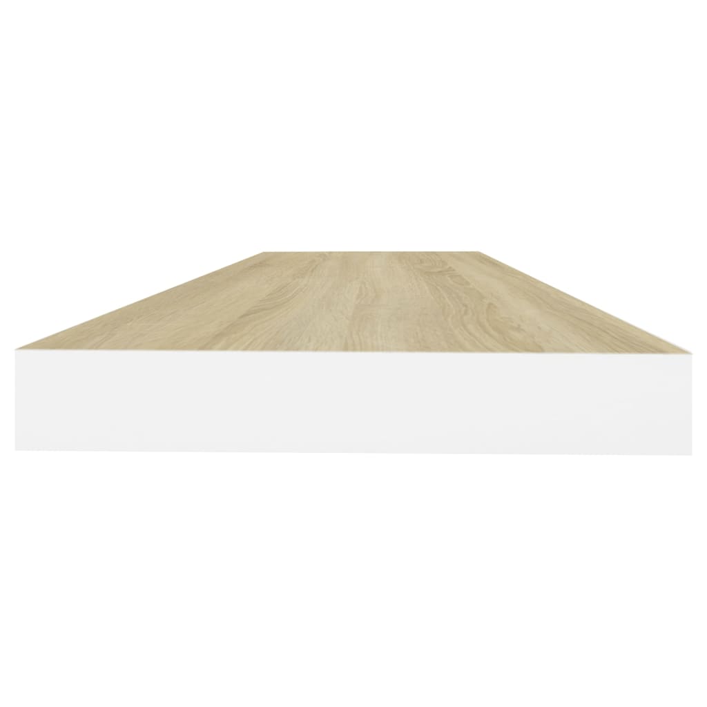 Oak & White MDF Floating Wall Shelf 80x23.5x3.8 cm