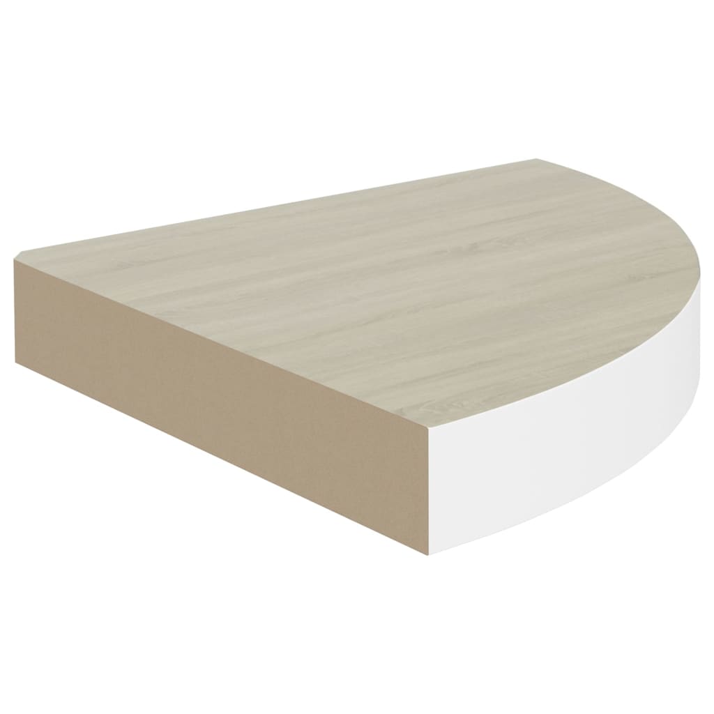 Oak & White Wall Corner Shelf, 25x25x3.8 cm MDF