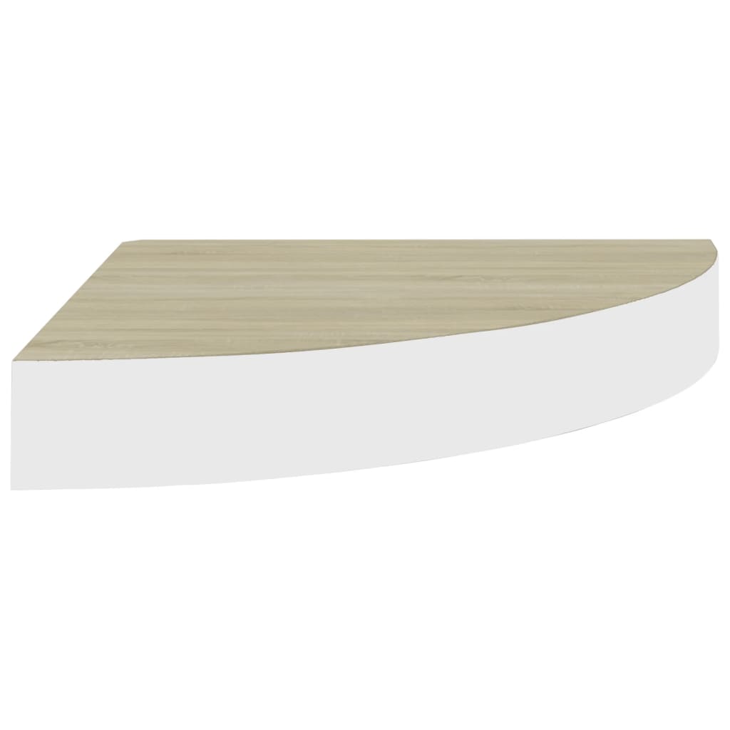 Oak & White Wall Corner Shelf, 25x25x3.8 cm MDF