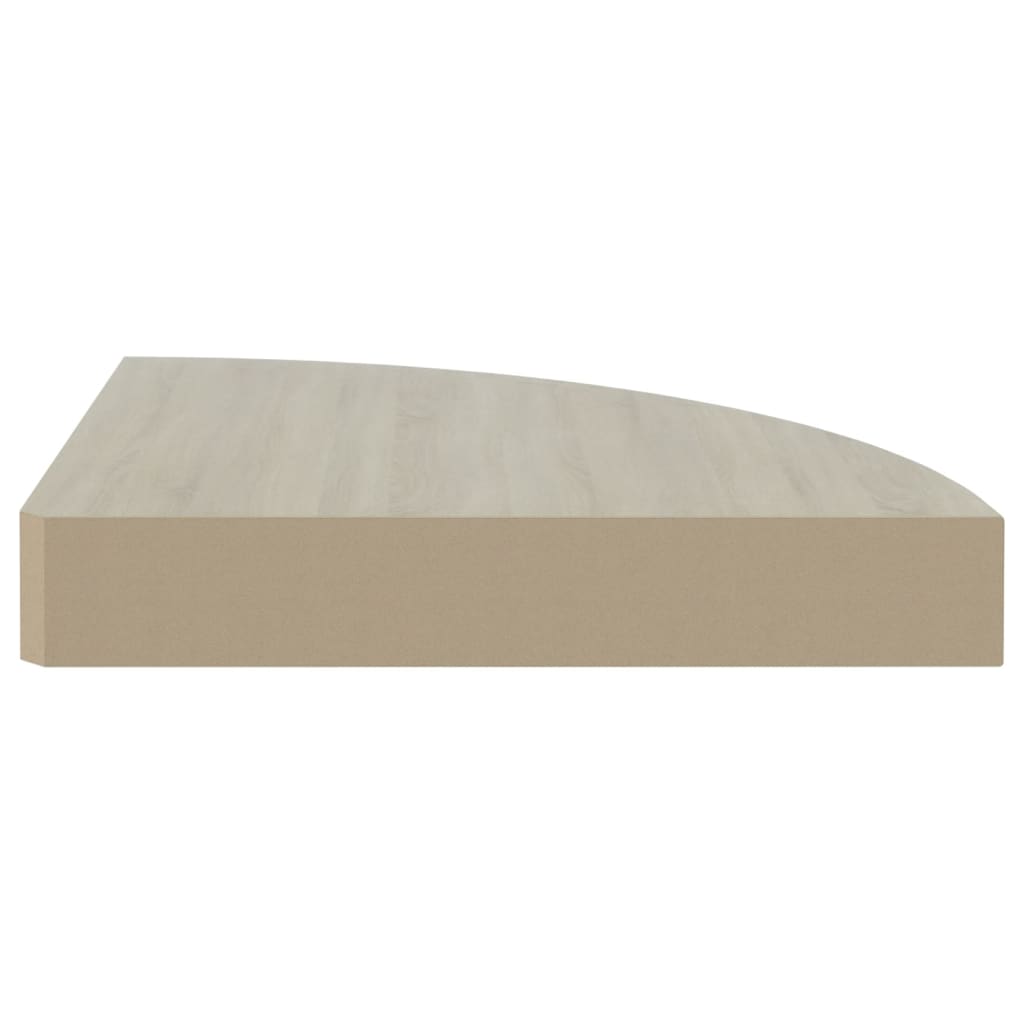 Oak & White MDF Wall Corner Shelf, 35x35x3.8 cm