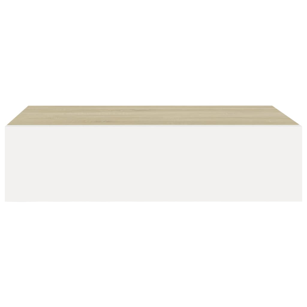 Oak & White Wall Drawer Shelves 2 pcs - 40x23.5x10cm MDF