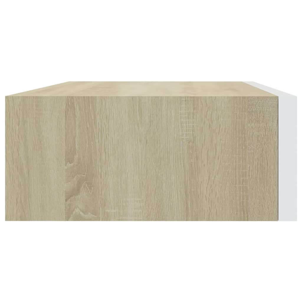 Oak & White Wall Drawer Shelves 2 pcs - 40x23.5x10cm MDF