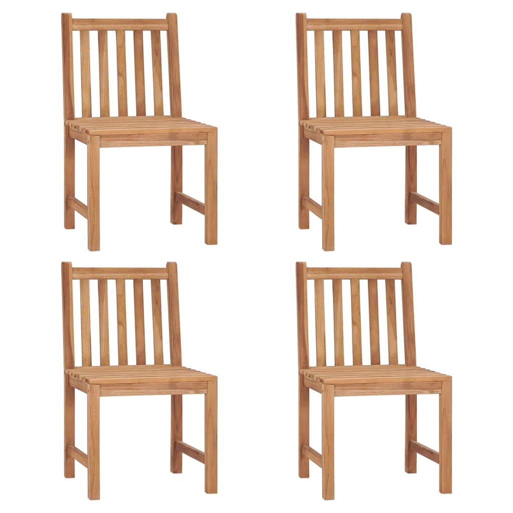 4-Piece Solid Teak Wood Garden Chairs Set for Elegant Outdoor Seating