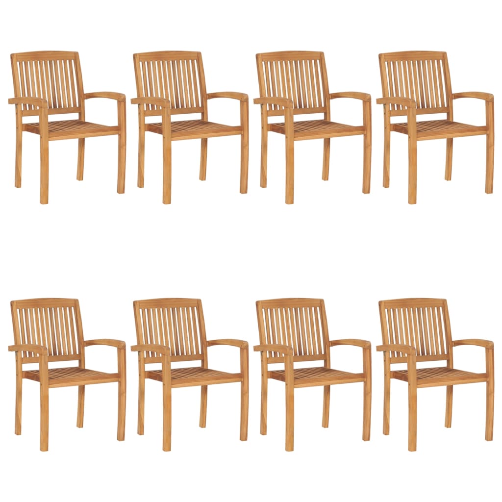 8-Piece Solid Teak Wood Stacking Garden Chairs - Durable & Stylish