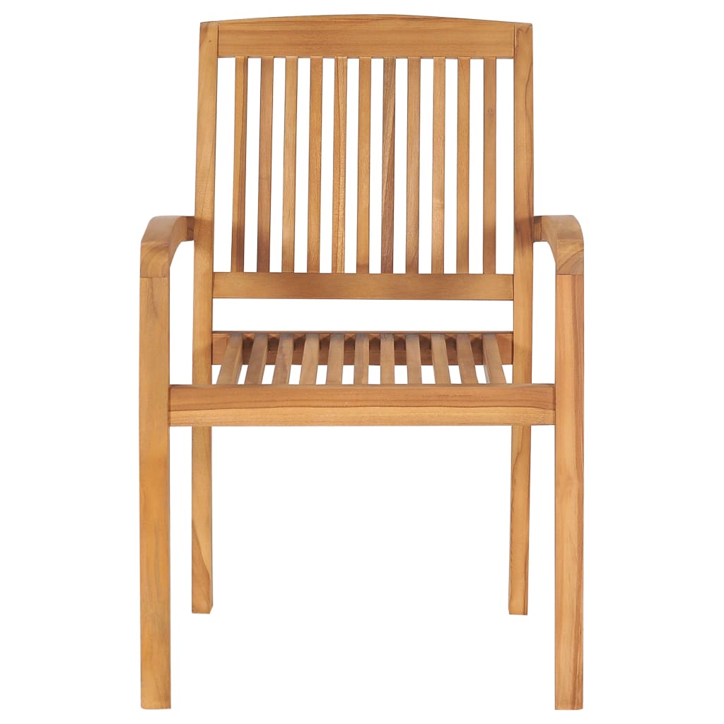 8-Piece Solid Teak Wood Stacking Garden Chairs - Durable & Stylish