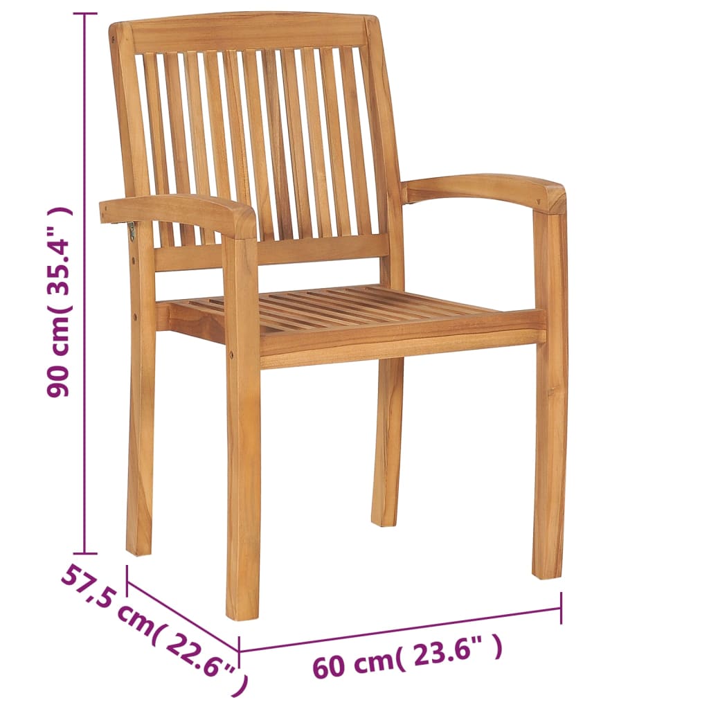 8-Piece Solid Teak Wood Stacking Garden Chairs - Durable & Stylish
