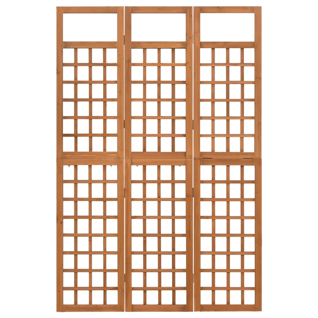 3-Panel Solid Fir Wood Room Divider/Trellis - 121x180.5 cm