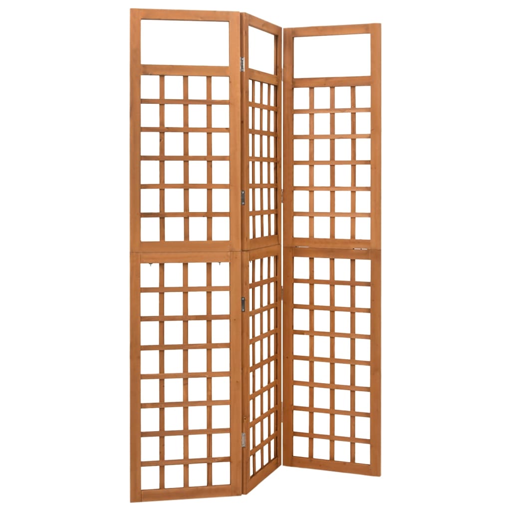 3-Panel Solid Fir Wood Room Divider/Trellis - 121x180.5 cm