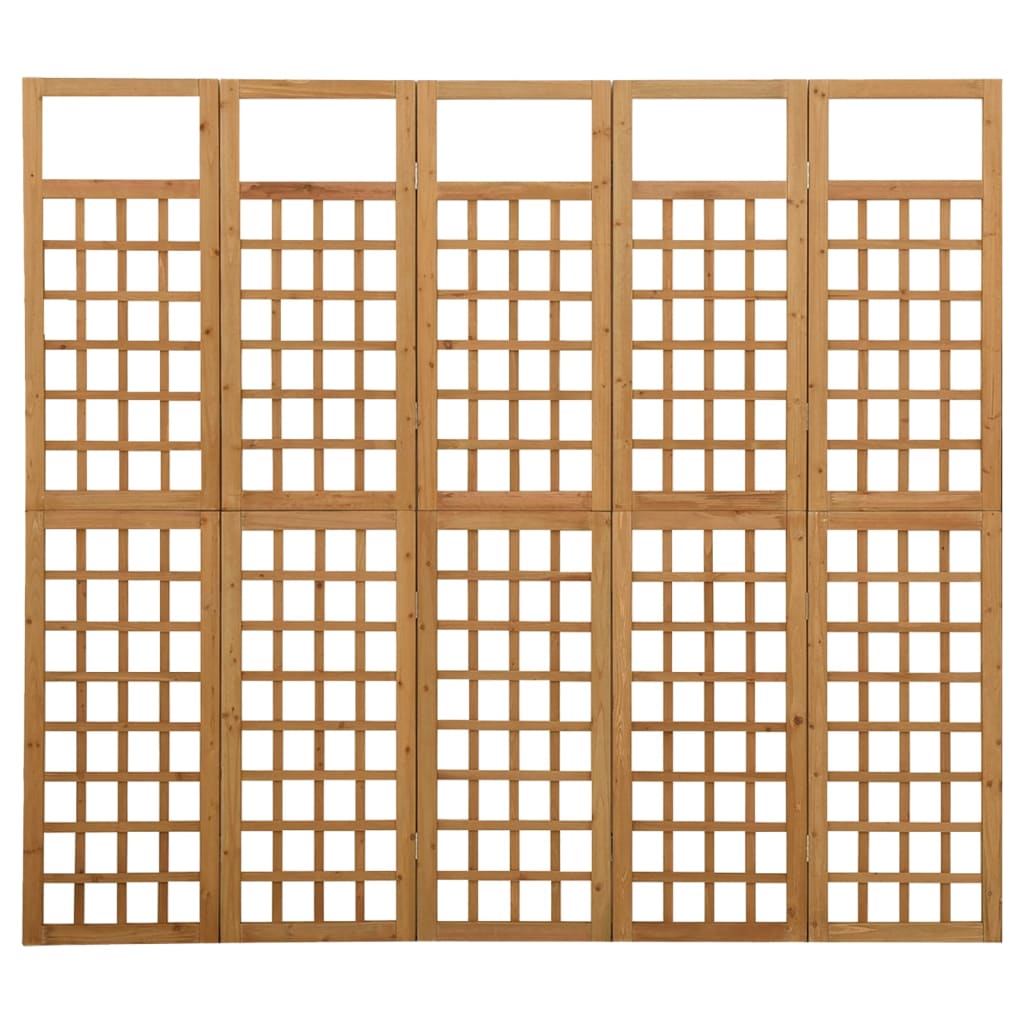 5-Panel Room Divider/Trellis - Solid Fir Wood, 201.5x180 cm