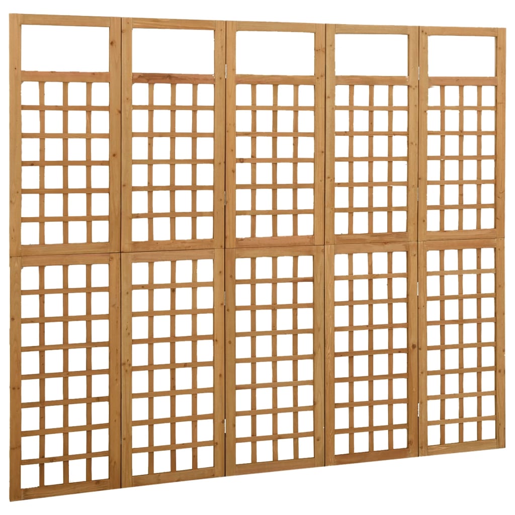 5-Panel Room Divider/Trellis - Solid Fir Wood, 201.5x180 cm