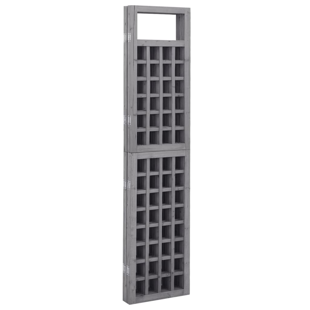 Solid Fir Wood Grey 3-Panel Room Divider/Trellis - 121x180 cm