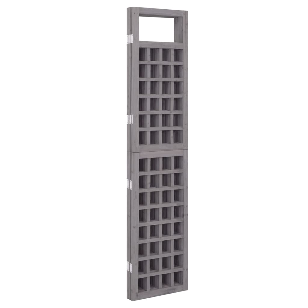 4-Panel Trellis Room Divider, Solid Fir Wood, Grey, 161x180 cm