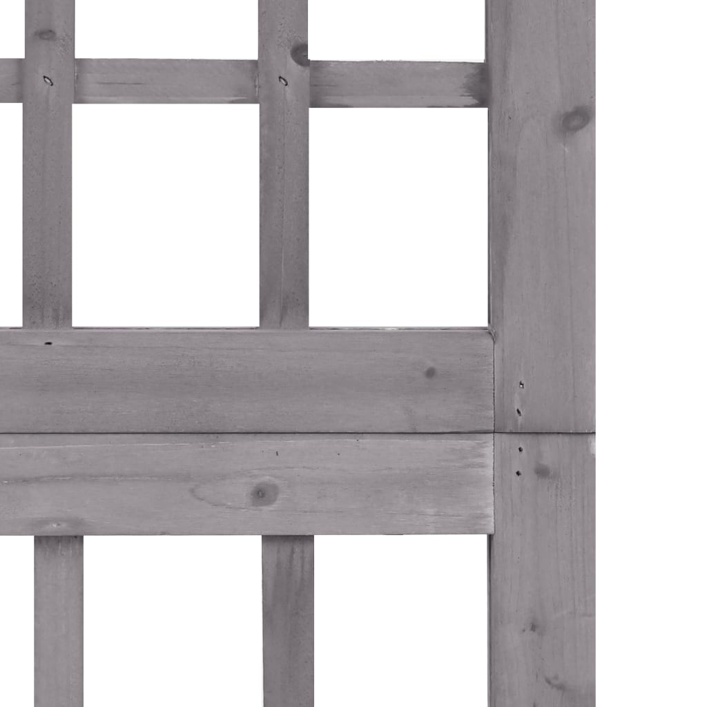 4-Panel Trellis Room Divider, Solid Fir Wood, Grey, 161x180 cm