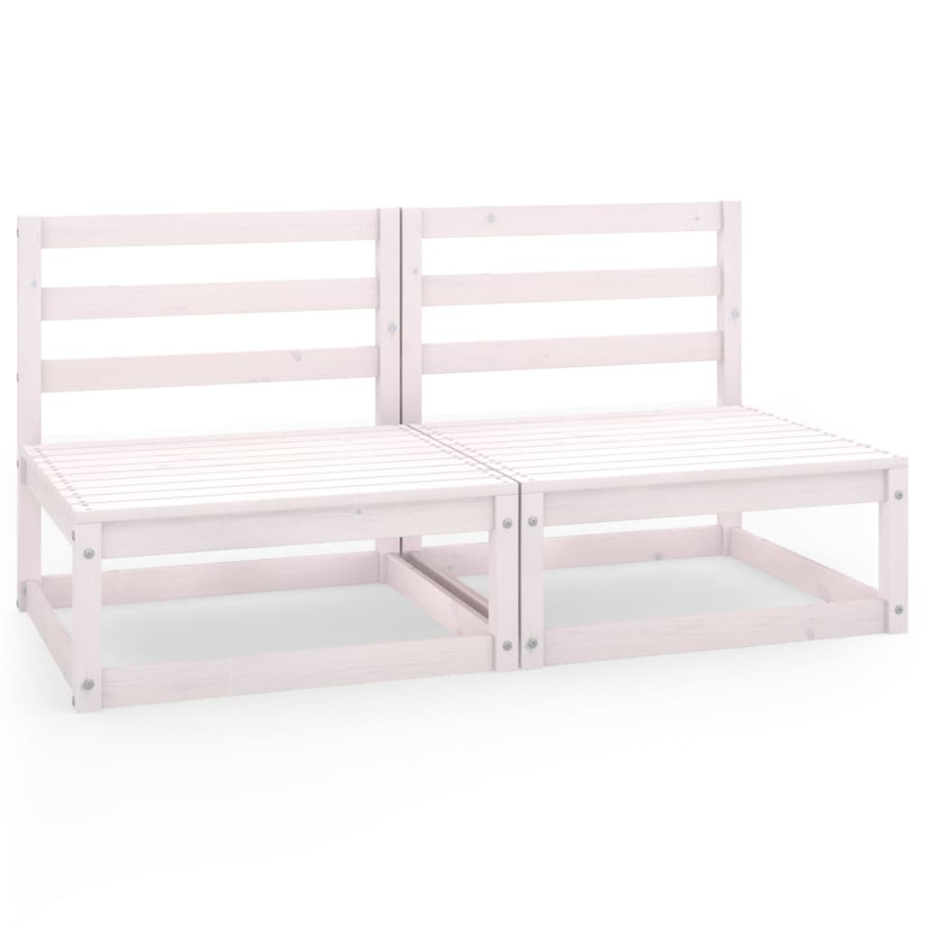 White Solid Pinewood Garden 2-Seater Sofa - Elegant & Durable