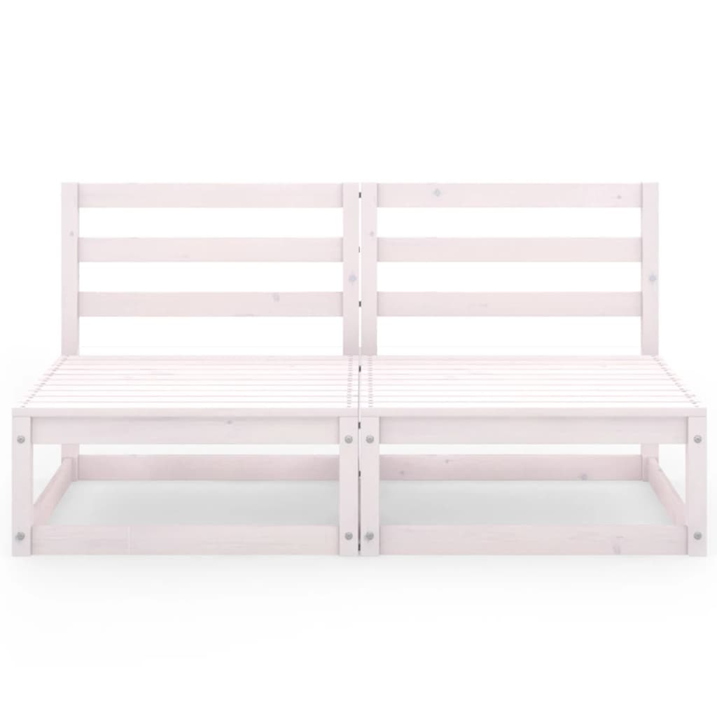 White Solid Pinewood Garden 2-Seater Sofa - Elegant & Durable