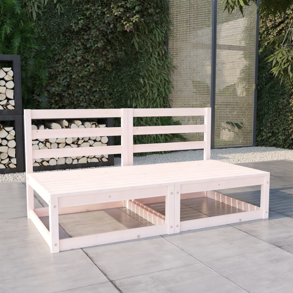 White Solid Pinewood Garden 2-Seater Sofa - Elegant & Durable