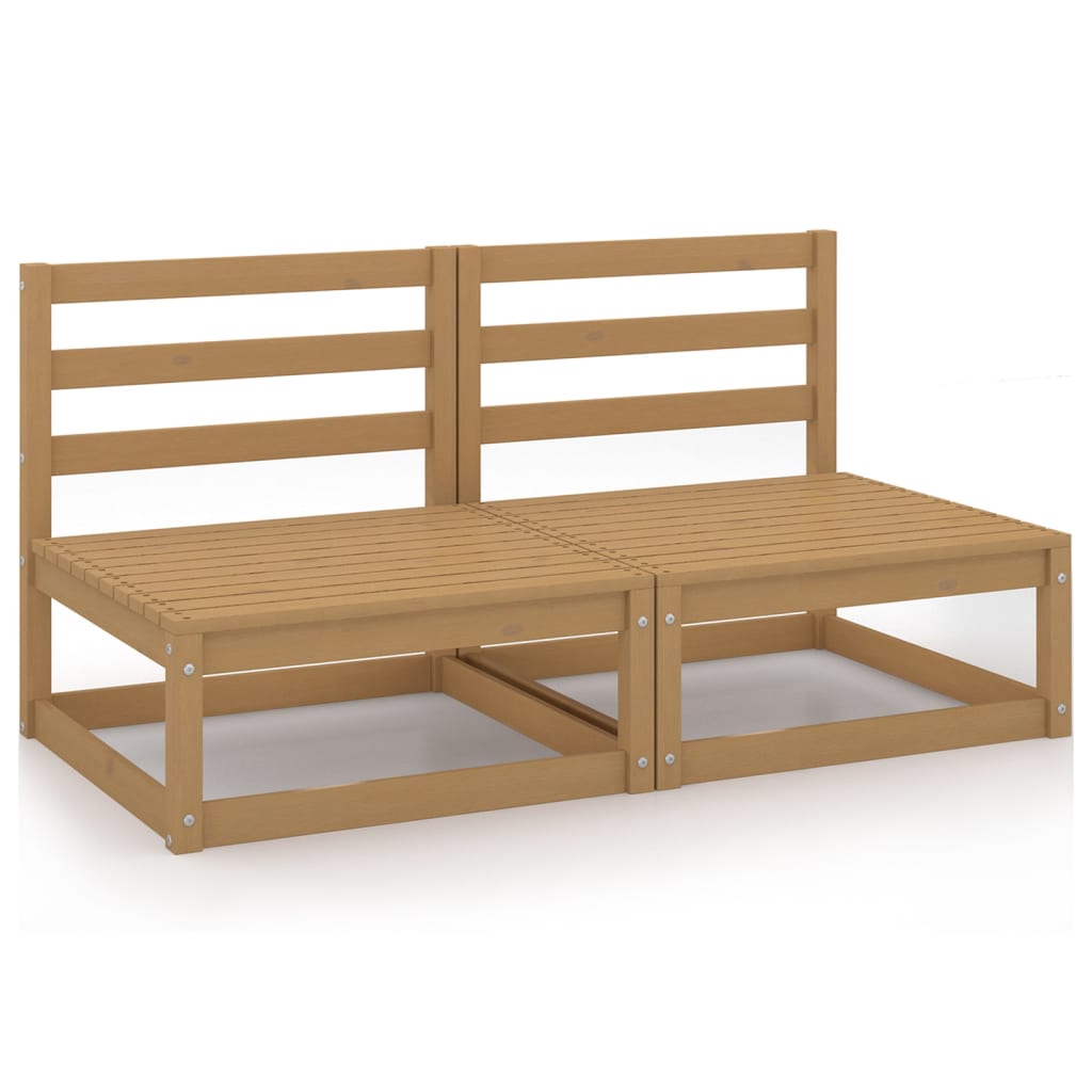 Honey Brown Solid Pinewood Garden 2-Seater Sofa