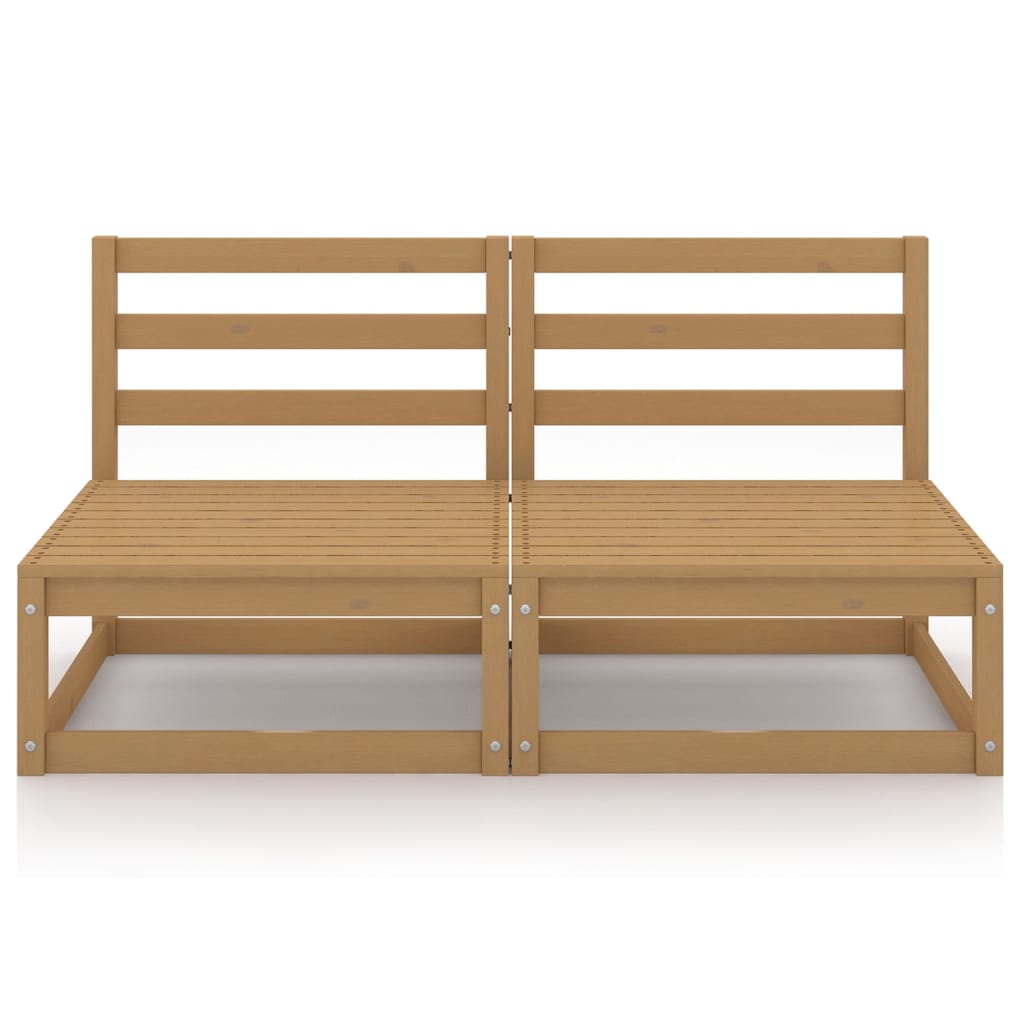 Honey Brown Solid Pinewood Garden 2-Seater Sofa