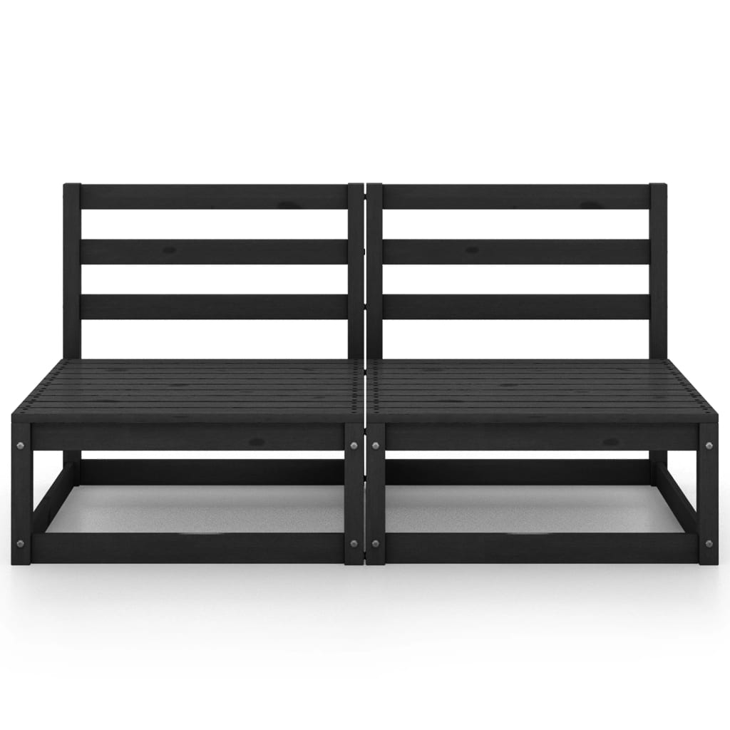 Elegant Garden 2-Seater Sofa in Black Solid Pinewood