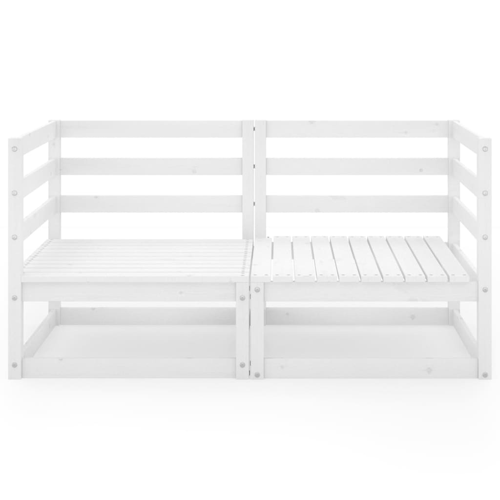 White Solid Pinewood Garden 2-Seater Sofa - Elegant Outdoor Seating