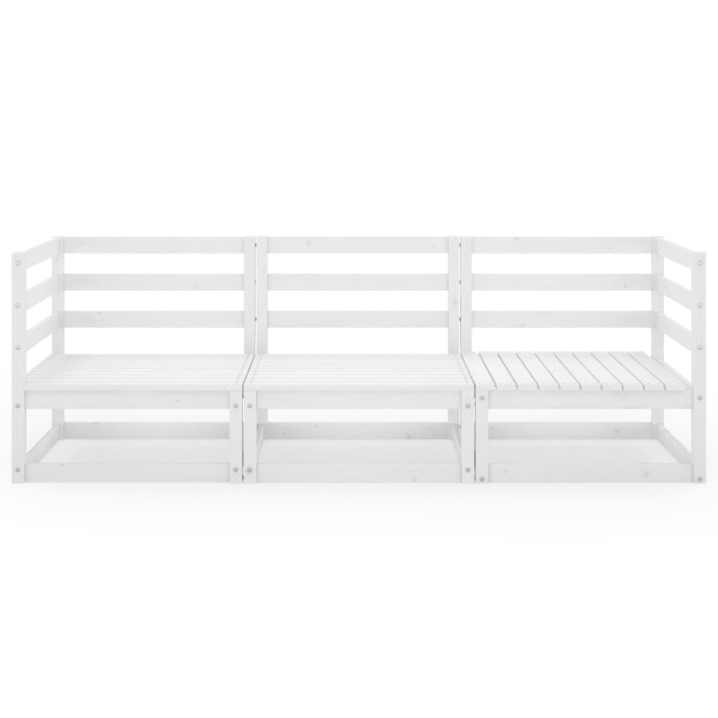 White Solid Pinewood 3-Seater Garden Sofa - Stylish Outdoor Comfort