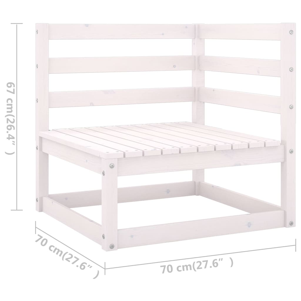 White Solid Pinewood 3-Seater Garden Sofa - Stylish Outdoor Comfort