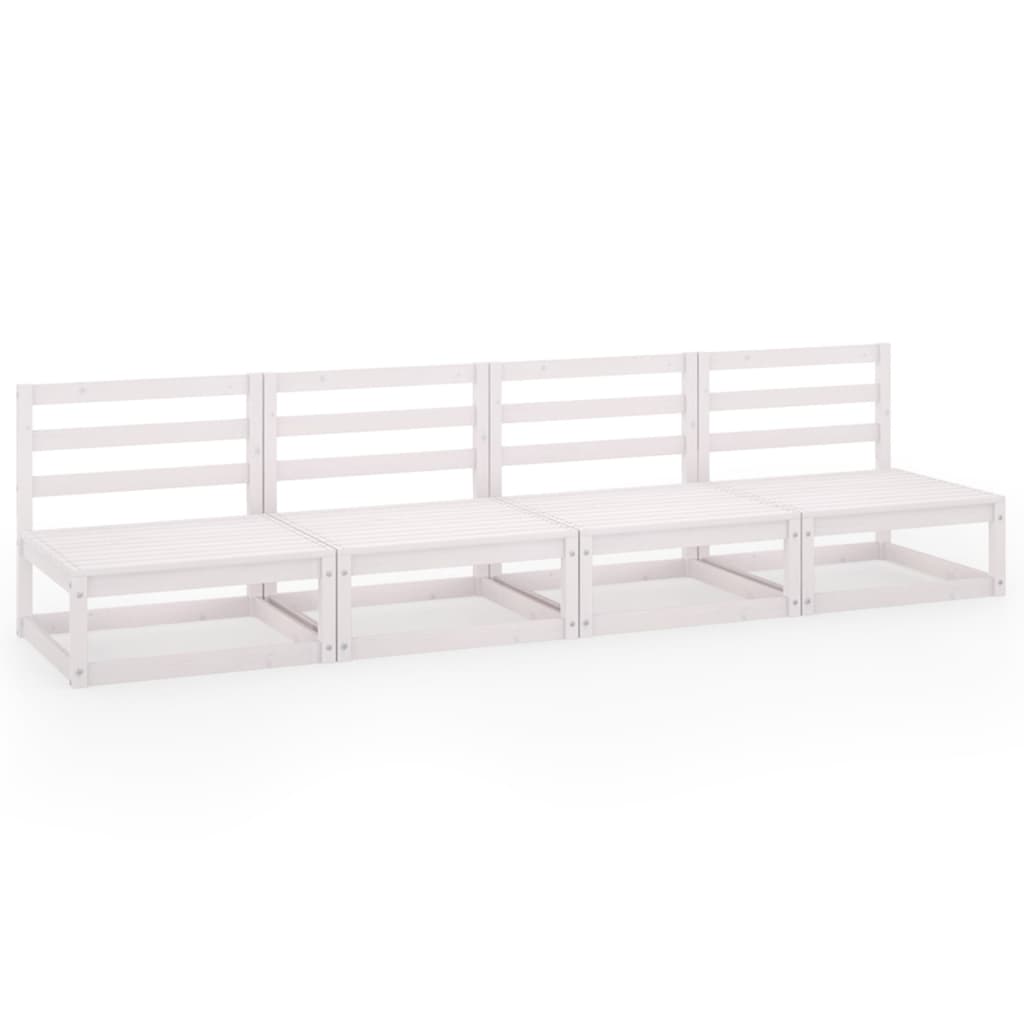 Elegant White Pinewood 4-Seater Garden Sofa | Durable Outdoor Comfort