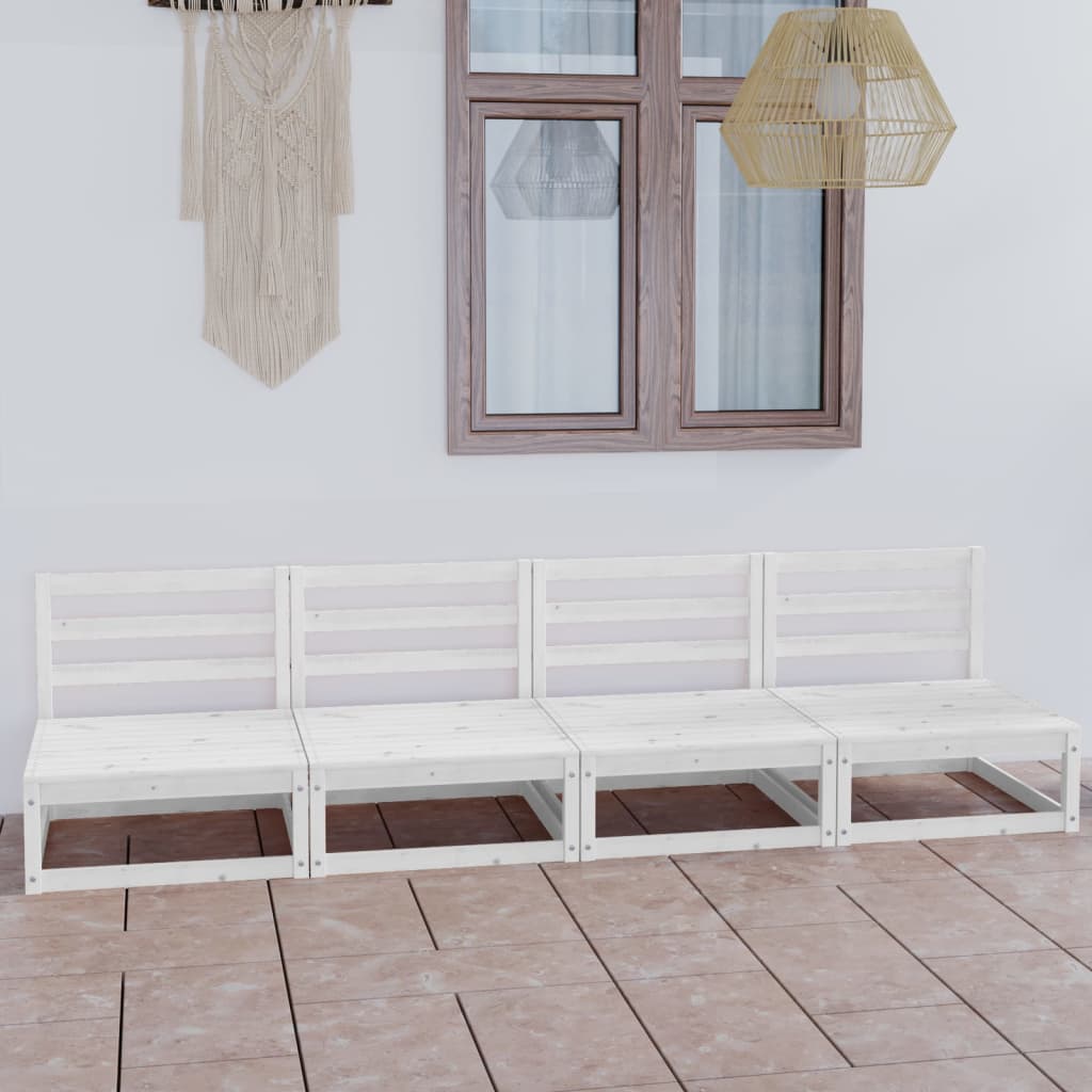 Elegant White Pinewood 4-Seater Garden Sofa | Durable Outdoor Comfort