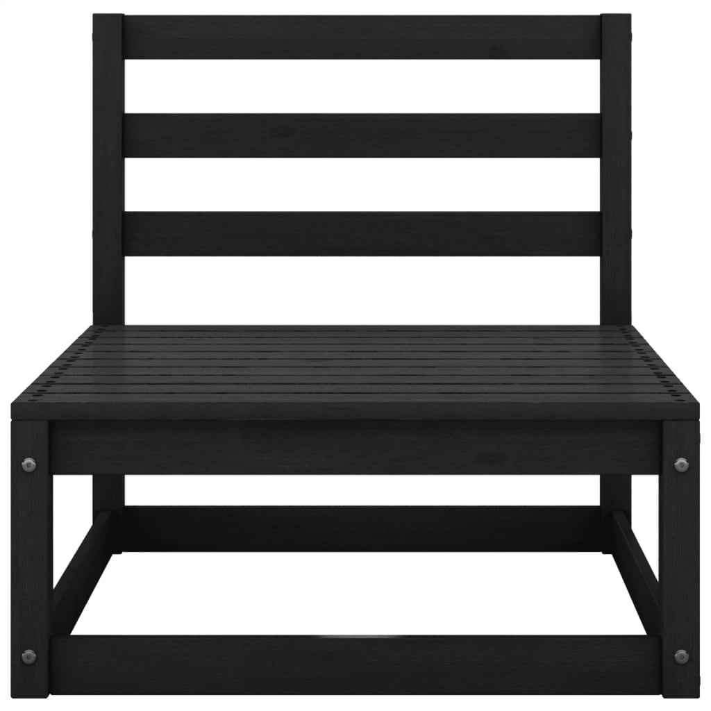 Elegant 4-Seater Black Solid Pinewood Garden Sofa